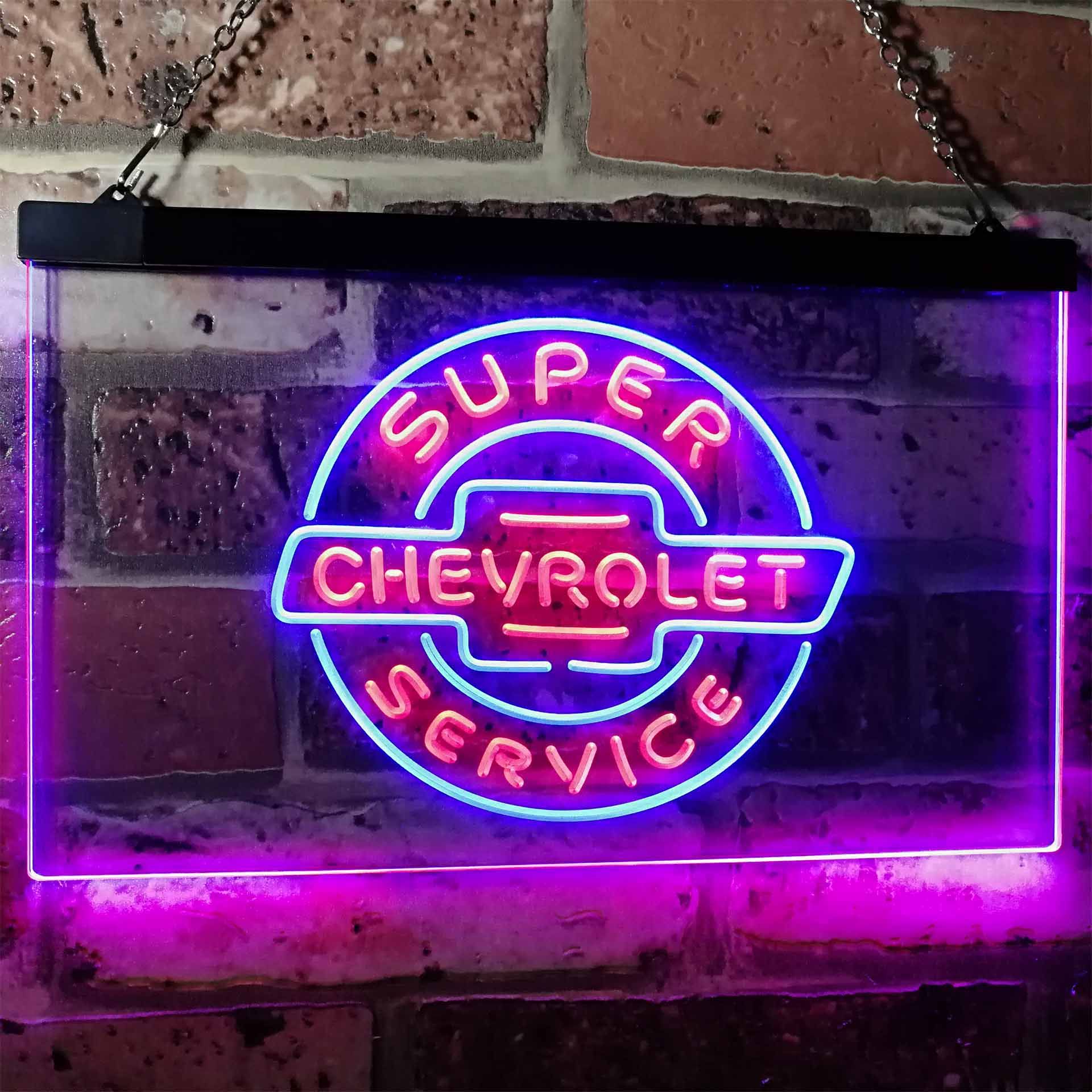Chevrolet Super Service Dual LED Neon Light Sign
